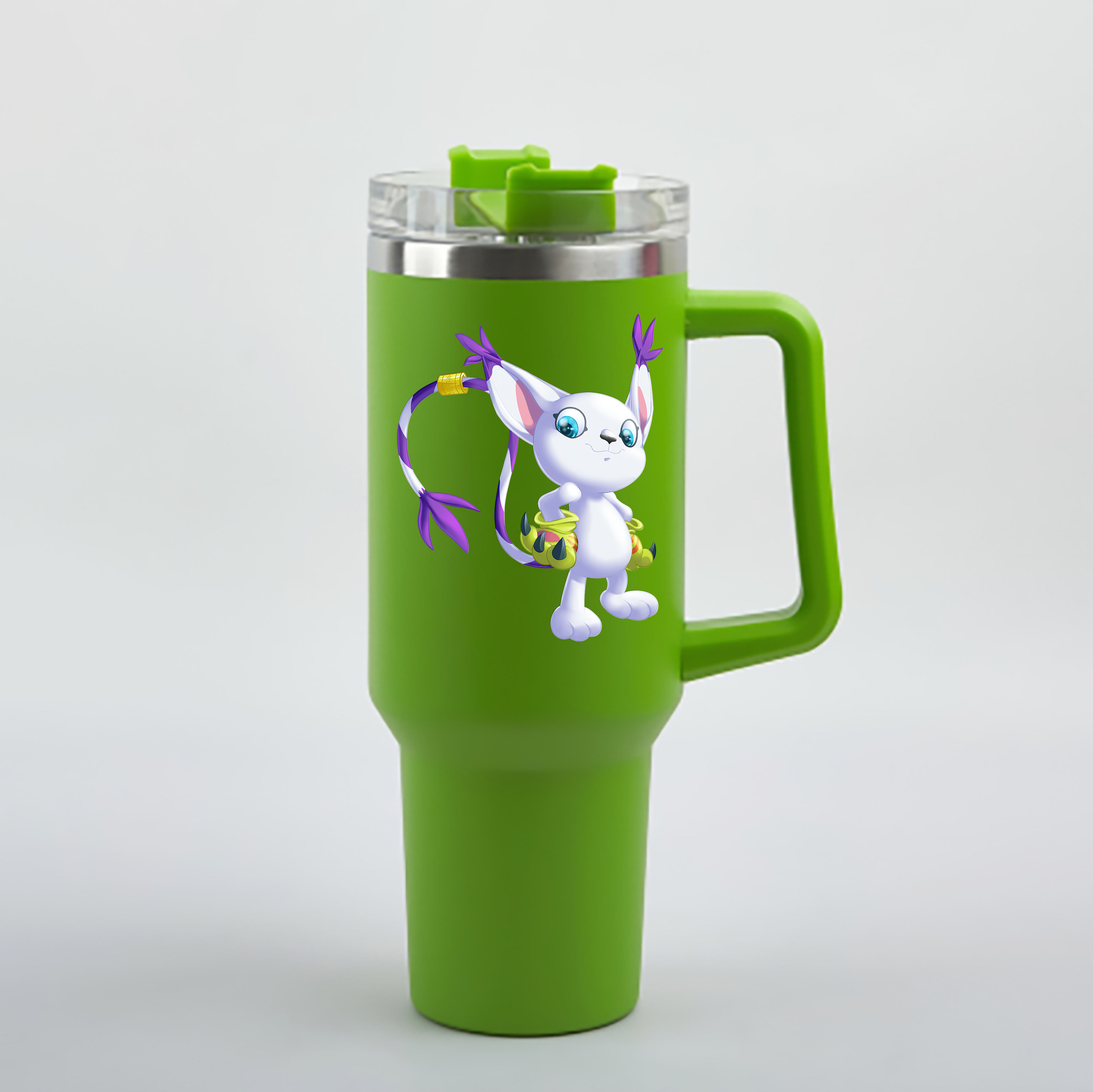 （画像用） Digimon デジタルモンスター/デジモン 1200mL車用タンブラー - クリスタルステッカー（プラスチックストロー付き）